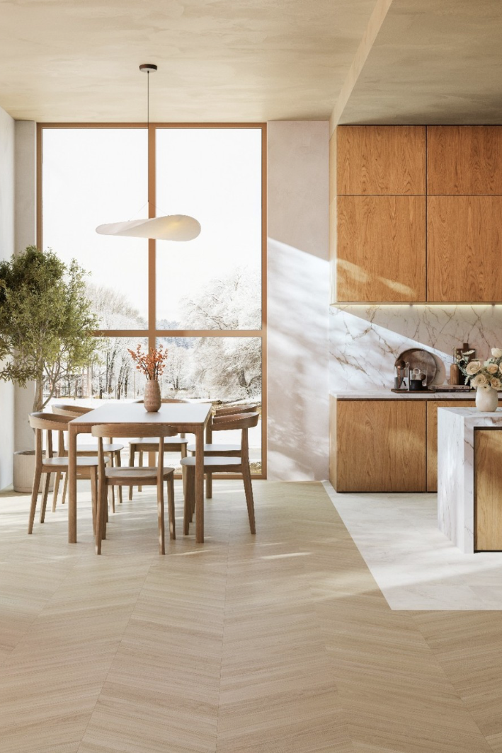 Parquet en chevron Parquet en chevron dans cuisine