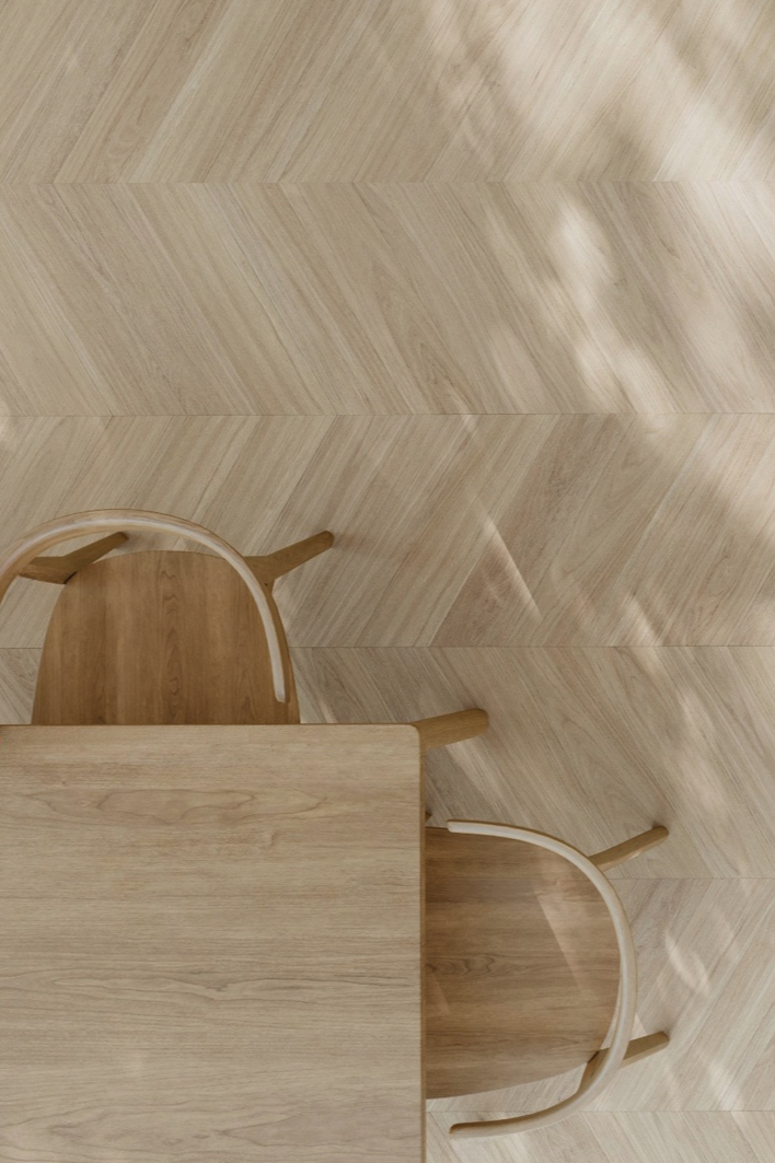 Parquet en chevron revêtement de sol salle à manger