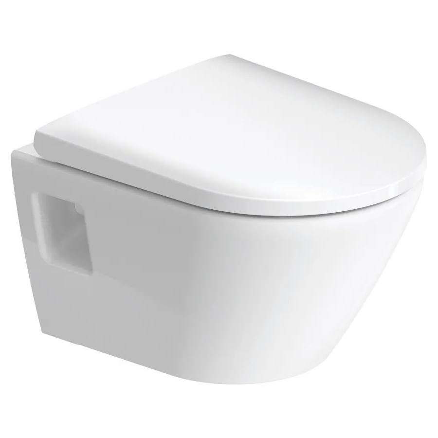 Cuvette murale Set MATRIX UP se compose de cuvette murale Rimless et siège de WC avec amortissement, ATTACHEMENT VISIBLE, standard, blanc