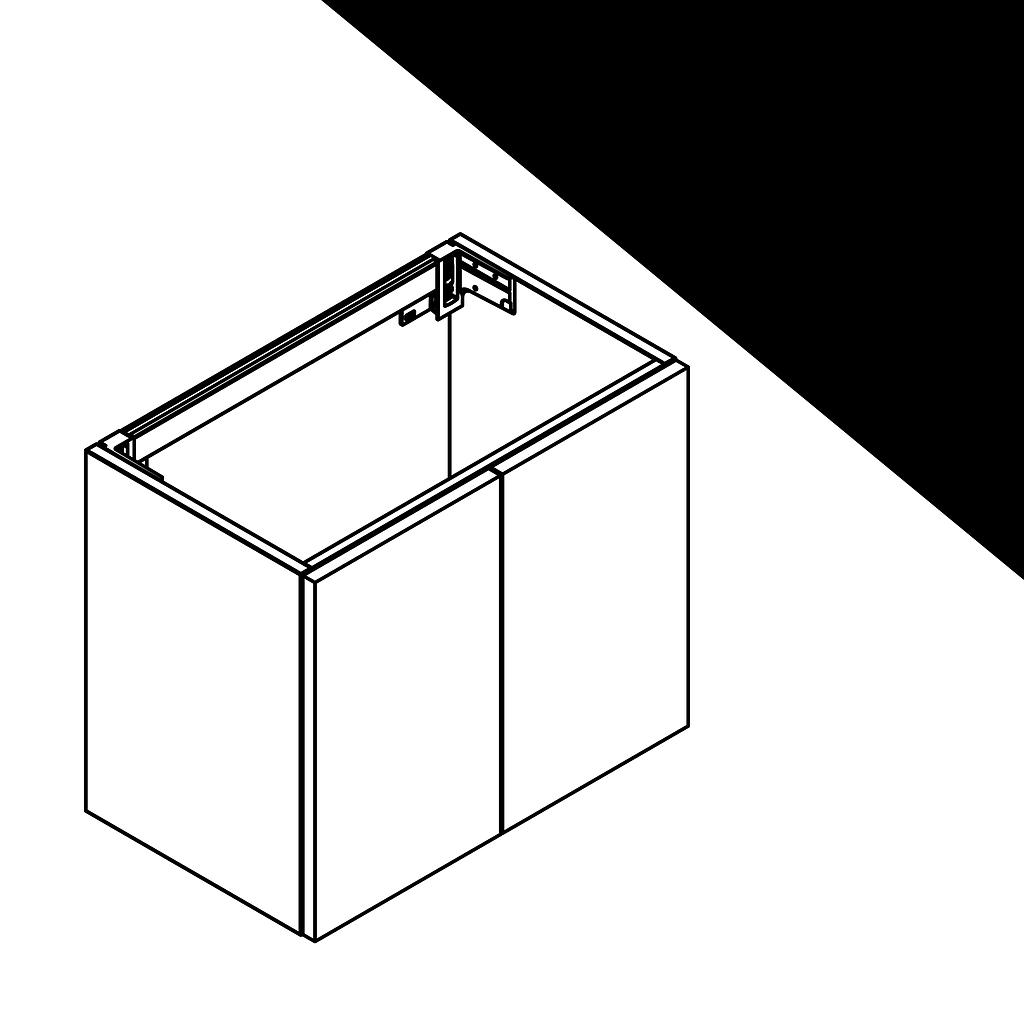 Elément inférieur sous-lavabo SET-UP, L60xH50xP 36.5 cm, pour lavabo Set-up 60 cm, 2 portes 30/30 cm, corps/faces laqué, Finitions Laqué couleur mate NERO OPACO (203), SYSTEM M, poignées PUSH & PULL