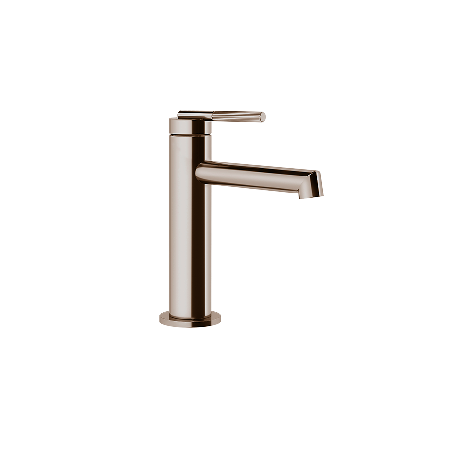 Mélangeur de lavabo INGRANAGGIO, S 128 mm, goulot fixe, sans vidage, avec flexible de raccordement 3/8", groupe acoustique NT, 708 Copper Brushed PVD