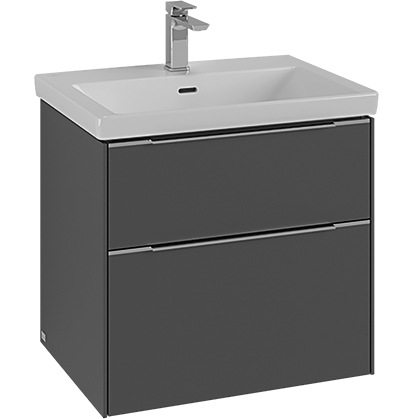 Élément inférieur SUB 62,2 x 57,6 x 47,8 cm pour lavabo Subway 3.0 65 cm élément à 2 tiroirs avec éclairage LED A CONFIRMER, poignée aluminium A CONFIRMER, couleur Blanc pur A CONFIRMER