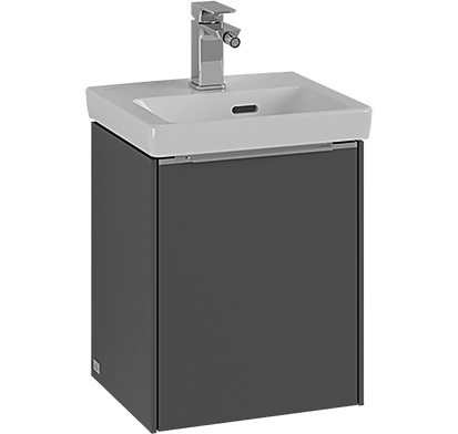 Élément inférieur SUB 35,1 x 42,9 x 30,9 cm pour lave-mains 37 cm, armoire de tablette 1 porte, charnières à droite, poignée aluminium A CONFIRMER, couleur Blanc pur A CONFIRMER