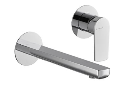 Mélangeur mural HAKA, S 189 mm, Eco+, sans corps à encastrer, groupe acoustique NT, chromé