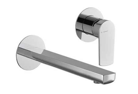 Mélangeur mural HAKA, S 229 mm, Eco+, sans corps à encastrer, groupe acoustique NT, chromé