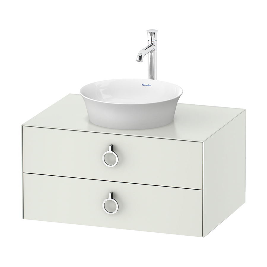Élément inférieur WHITE TULIP 80,0 x 40,8 x 55,0 cm élément à 2 tiroirs pour lavabo à poser, avec plaque de recouvrement poignée: chrome polie, standard, blanc mat