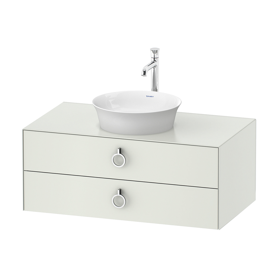 Élément inférieur WHITE TULIP 100,0 x 40,8 x 55,0 cm élément à 2 tiroirs pour lavabo à poser, avec plaque de recouvrement poignée: chrome polie, standard, blanc mat