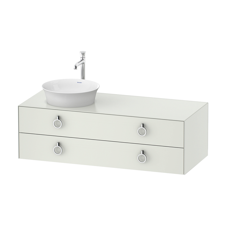 Élément inférieur WHITE TULIP 130,0 x 40,8 x 55,0 cm élément à 2 tiroirs pour lavabo à poser à gauche avec plaque de recouvrement poignée: chrome polie, standard, blanc mat