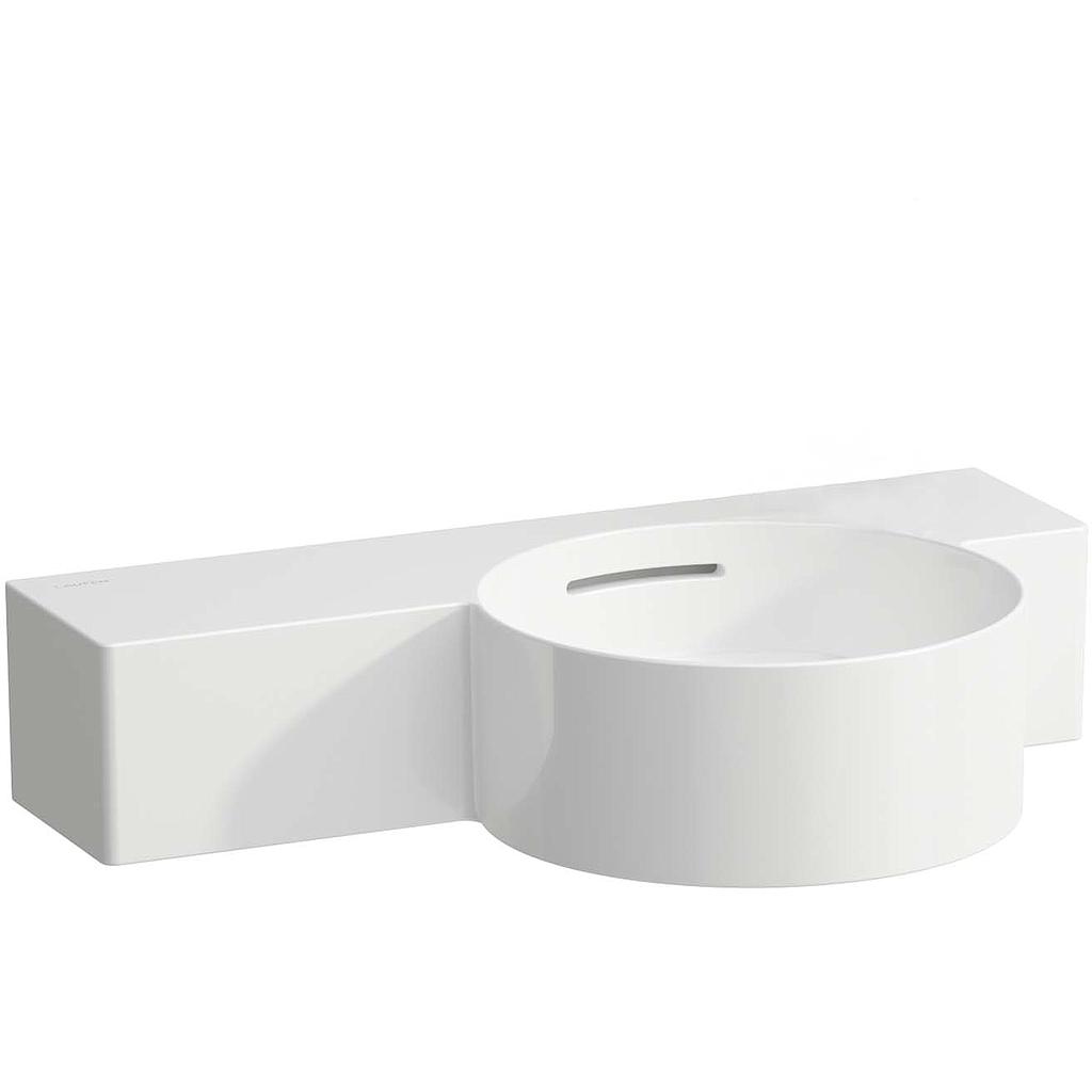 Lave-mains VAL 55 x 31,5 cm, SaphirCéramique tablette à gauche avec trop-plein, sans trou robin., standard, blanc