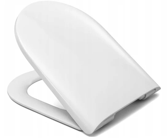 Siège de WC Slim avec couvercle pour WC suspendu, amovible, abaissement automatique, charnière fixation par dessus, antibactérien, blanc