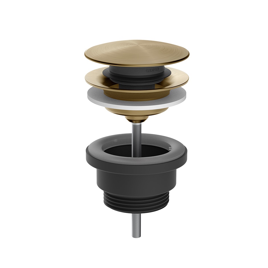 Vidage automatique Diam. 63 mm, GESSI, "Stop&Go", avec sortie libre, sans trop-plein, G 1-1/4", 726 Warm Bronze Brushed PVD