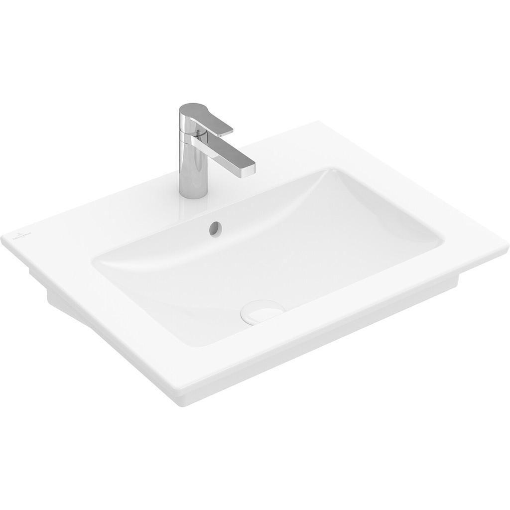 Lavabo VENTI 60 x 50 cm, céramique avec trop-plein, pour meuble suspendu, 1 trou robin., standard, blanc