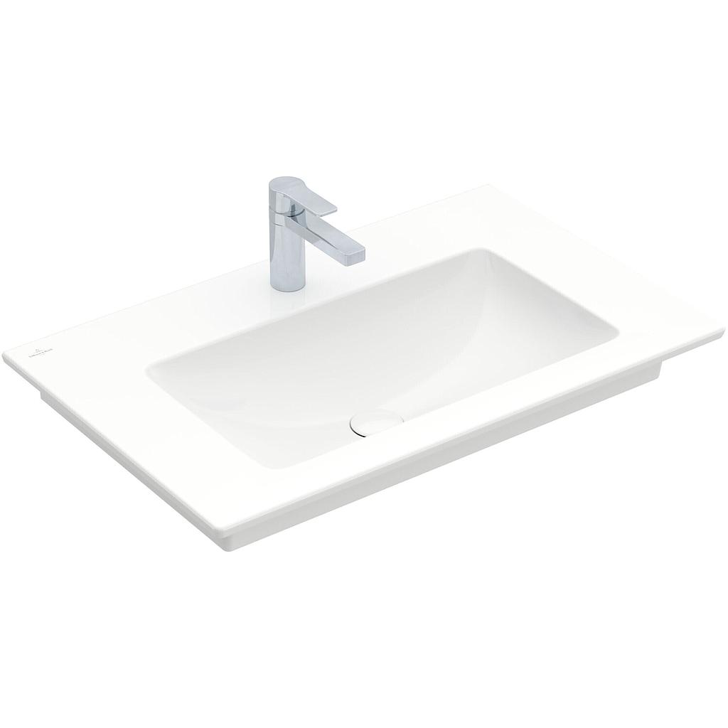 Lavabo VENTI 80 x 50 cm, céramique avec trop-plein, pour meuble suspendu, 1 trou robin., standard, blanc