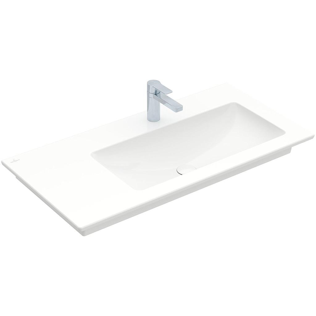 Lavabo VENTI 100 x 50 cm, céramique asymétrique, lavabo à droite avec trop-plein, pour meuble suspendu, 1 trou robin., standard, blanc