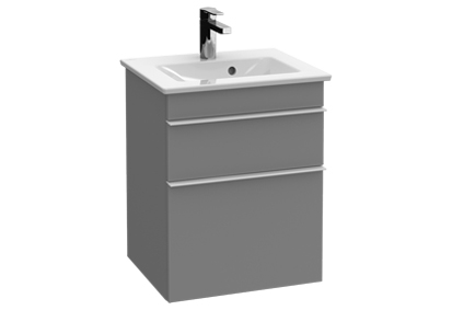Élément inférieur VENTI 46,6 x 59,0 x 42,6 cm pour lave-mains VENTI 50 cm, élément à 2 tiroirs, poignée A CONFIRMER, couleur A CONFIRMER