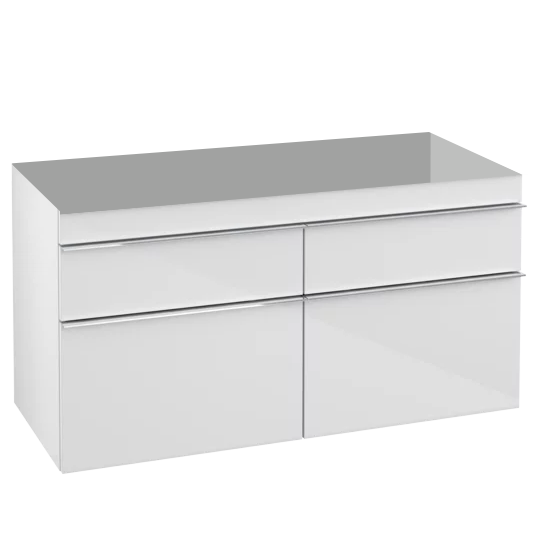 Élément inférieur VENTI 115,3 x 59,0 x 50,2 cm pour lavabo VENTI 120 cm avec 2 robinetterie 2 éléments à chacune 2 tiroirs, poignée A CONFIRMER, couleur A CONFIRMER