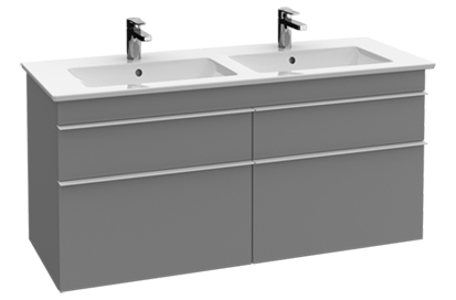 Élément inférieur VENTI 125,3 x 59,0 x 50,2 cm pour lavabo double VENTI 130 cm, 2 éléments à chacune 2 tiroirs, poignée A CONFIRMER, couleur A CONFIRMER