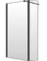 Cloison latérale QUATTUOR 117,5-119 cm, H 200 cm pose libre, avec élément de battante, tube de stabilisation, verre véritable clair, couleur d'argent mat