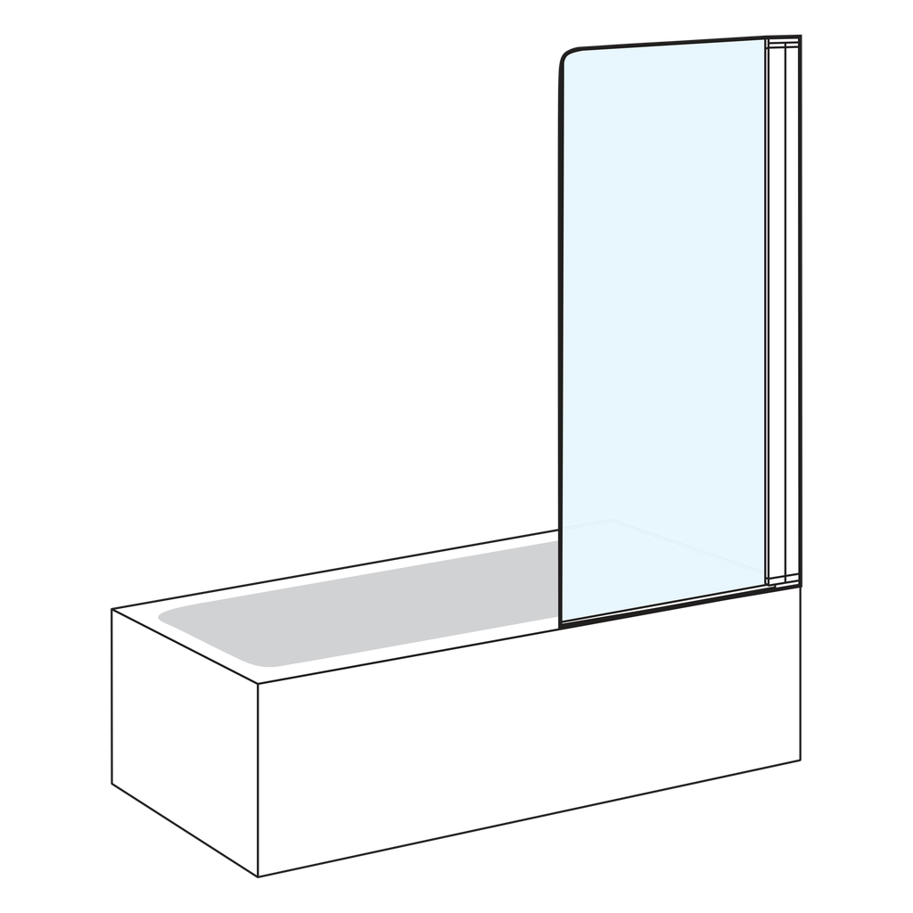 Porte battante QUATTUOR 73,5-75 cm, H 140 cm, 1 panneau charnières à droite, verre véritable clair, couleur argent mat