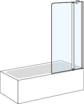 Porte battante QUATTUOR avec élément fixe, 98,5-100 cm H 140 cm, 1 panneau charnières à droite, verre véritable clair, argent poli