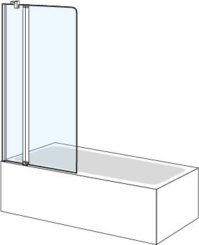Porte battante QUATTUOR avec élément fixe, 98,5-100 cm H 140 cm, 1 panneau charnières à gauche, verre véritable clair, argent poli