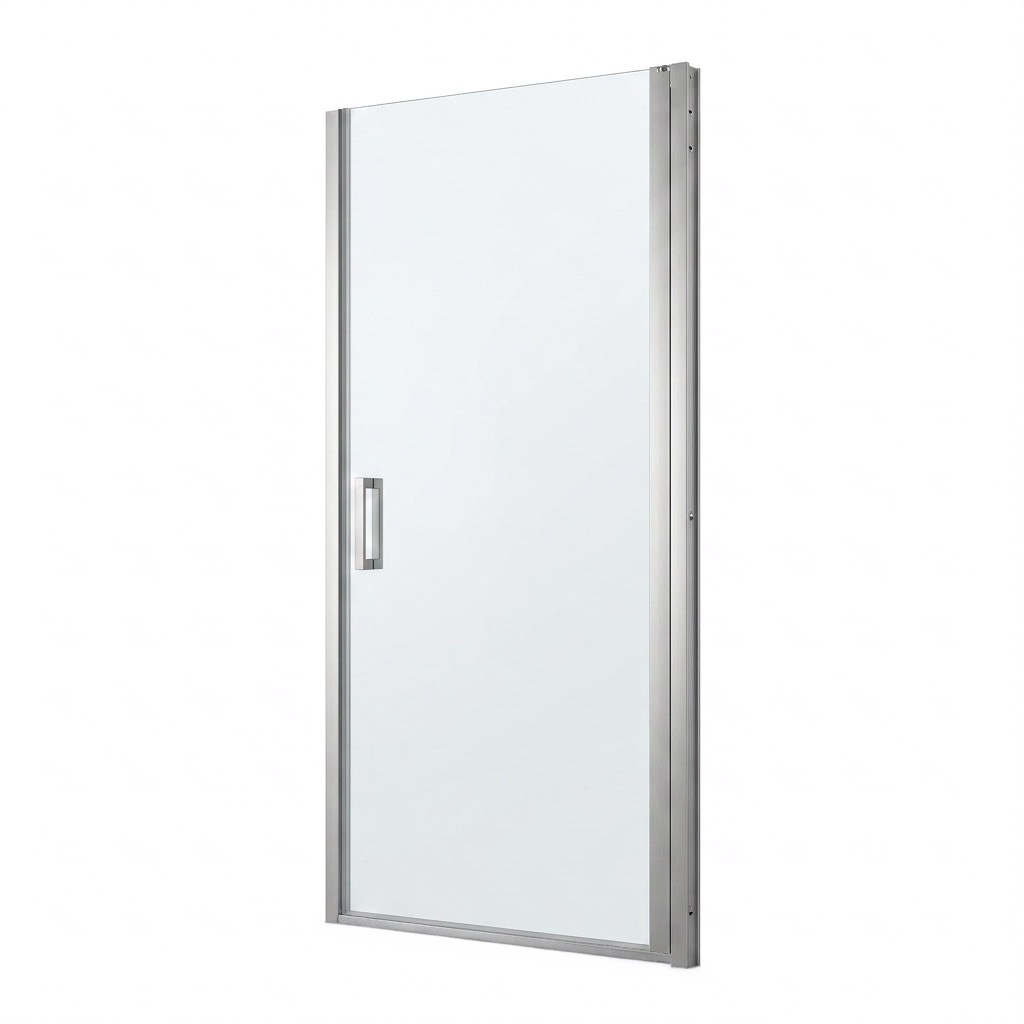 Porte battante QUATTUOR NICHE 76-79 cm, H 200 cm charnières à droite, verre véritable clair, argent poli