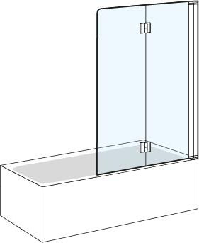Porte pliante QUATTUOR 108,5-110,0 cm, H 140 cm 2 panneaux, charnières à droite, verre véritable clair, argent poli