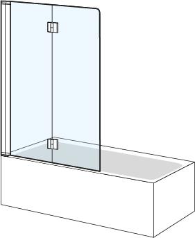 Porte pliante QUATTUOR 108,5-110,0 cm, H 140 cm 2 panneaux, charnières à gauche, verre véritable clair, argent poli