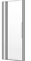 Porte battante QUATTUOR NICHE 76-79 cm, H 200 cm avec élément fixe charnières à gauche, verre véritable clair, couleur argent mat