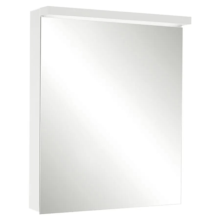 Armoire de toilette BORDO (anc. ADVANCED Line Ultimate TW ALU1) 60/1/TW/R, dim. 60 x 70 x 12 cm profil en aluminium, prises double en bas à droite, porte à double miroir charnières à droite, LED dimmable, en haut et en bas, dessus et dessous séparément commutable 2000-6500 K, bouton pour les fonctions à l'intérieur du profilé latéral, miroir grossissant IP44, argent éloxé