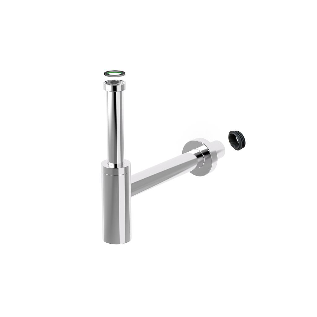 Siphon de lavabo 1 1/4" x 40 mm, acier inoxydable y compris joint connecteur, chromé