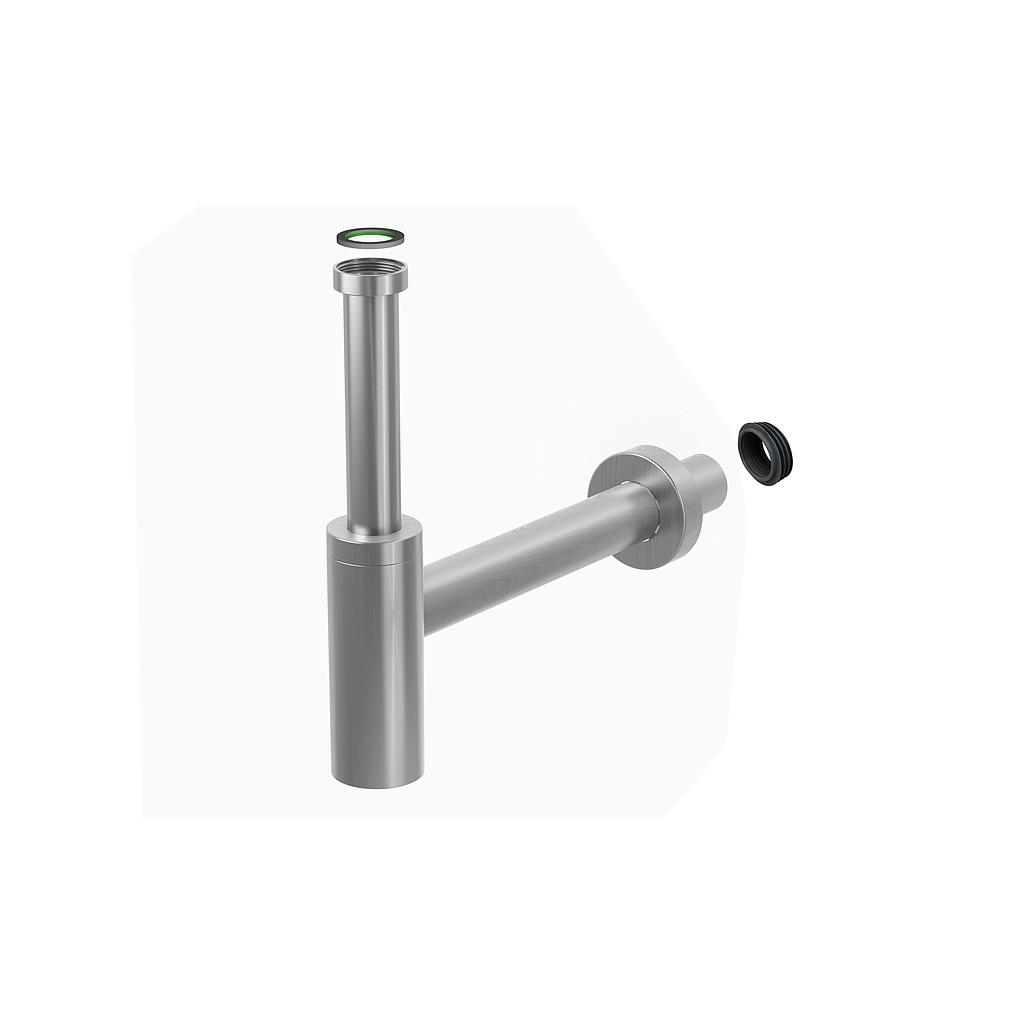 Siphon de lavabo 1 1/4" x 40 mm, acier inoxydable y compris joint connecteur, inox brossé
