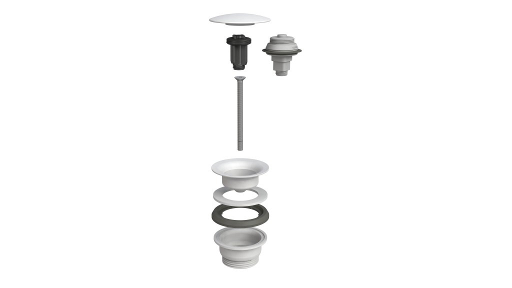 Bonde soupape d'écoulement 1 1/4" Push open, fonction 2 en 1, ajustable de min. 0 à max. 70 mm, appuyez pour ouvrir et fermer - verrouillable en position ouverte, adapté aux lavabos avec ou sans trop-plein, blanc mat