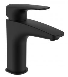 Mélangeur de lavabo LAURUS ECO+, S 106 mm, goulot fixe sans vidage, groupe acoustique I, noir mat