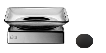 Porte-savon DIVA jatte en verre clair, modèle à poser, noir mat