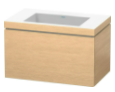Combination de lavabo 80,0 x 50,0 x 48,0 cm, lavabo pour meuble inclus, élément à 1 tiroir, sans trop-plein, 1 trou robin., bonde avec enjoliveur en céramique incluse, siphon gain de place inclus, Revêtement mélaminé CHOIX A CONFIRMER groupe prix 1