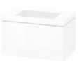 Combination de lavabo 80,0 x 50,0 x 48,0 cm, lavabo pour meuble inclus, élément à 1 tiroir, sans trop-plein, 1 trou robin., bonde avec enjoliveur en céramique incluse, siphon gain de place inclus, Revêtement mélaminé, décor stratifié HPL, CHOIX A CONFIRMER groupe prix 2