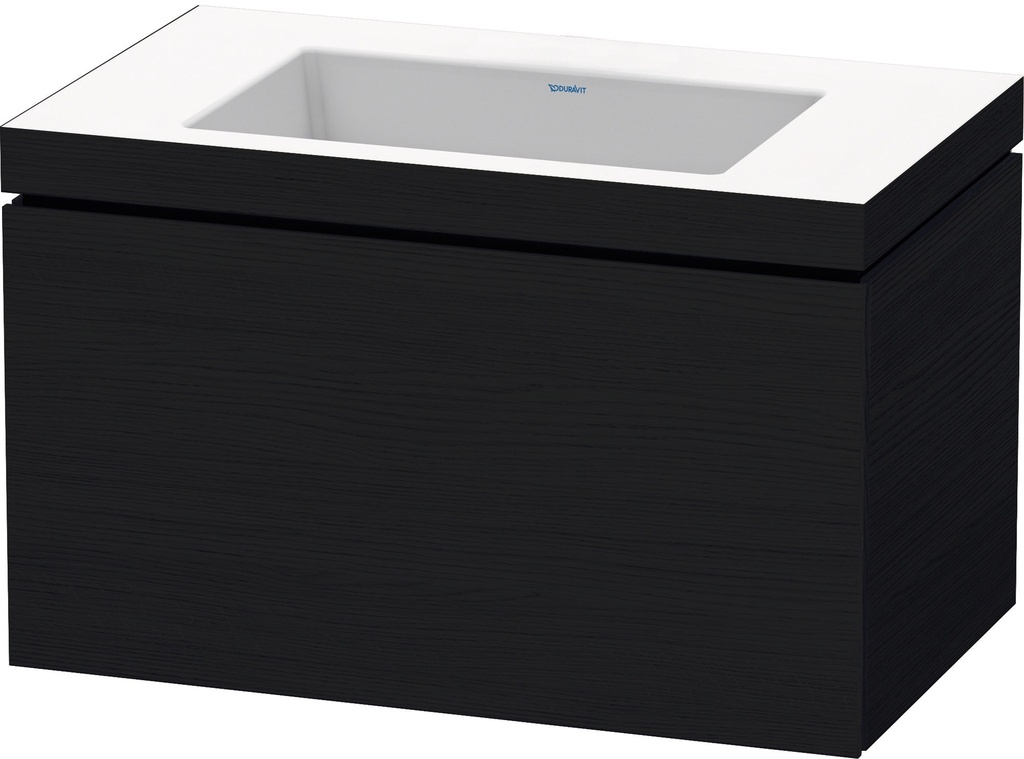 Combination de lavabo 80,0 x 50,0 x 48,0 cm, lavabo pour meuble inclus, élément à 1 tiroir, sans trop-plein, 1 trou robin., bonde avec enjoliveur en céramique incluse, siphon gain de place inclus, Revêtement mélaminé, Placage bois véritable, CHOIX A CONFIRMER groupe prix 3