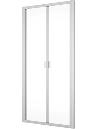Porte pliante DIV 100 cm, H 200 cm, largeur d'entrée 75 cm, 2 panneaux pour niche où cloison latérale protection Aquaperle, verre vérit. clair cleaneffect, argent poli-brillant