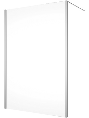 Cloison latérale DIV WALK- IN, 70 cm, H 200 cm avec tube de stabilisation protection Aquaperle, verre vérit. clair cleaneffect, argent poli-brillant