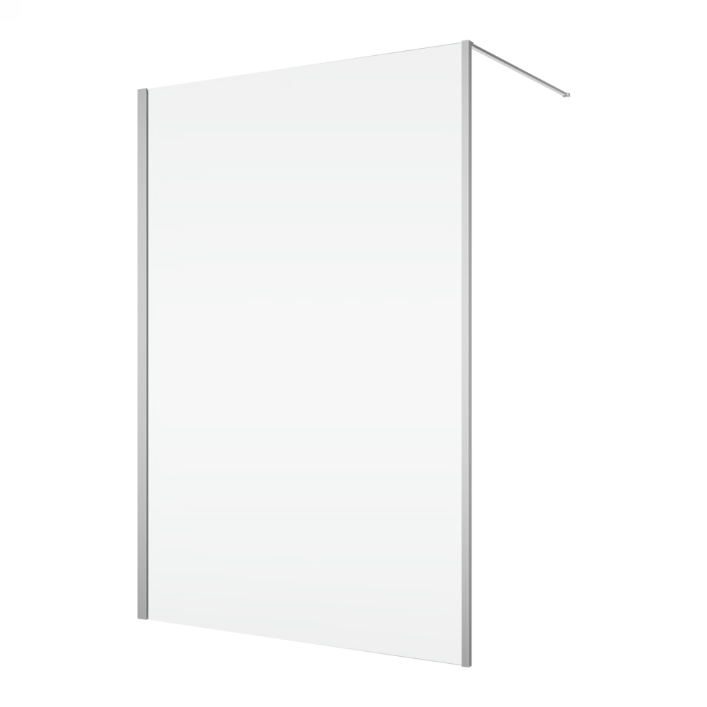 Cloison latérale DIV WALK- IN, 140 cm, H 200 cm avec tube de stabilisation protection Aquaperle, verre vérit. clair cleaneffect, argent poli-brillant