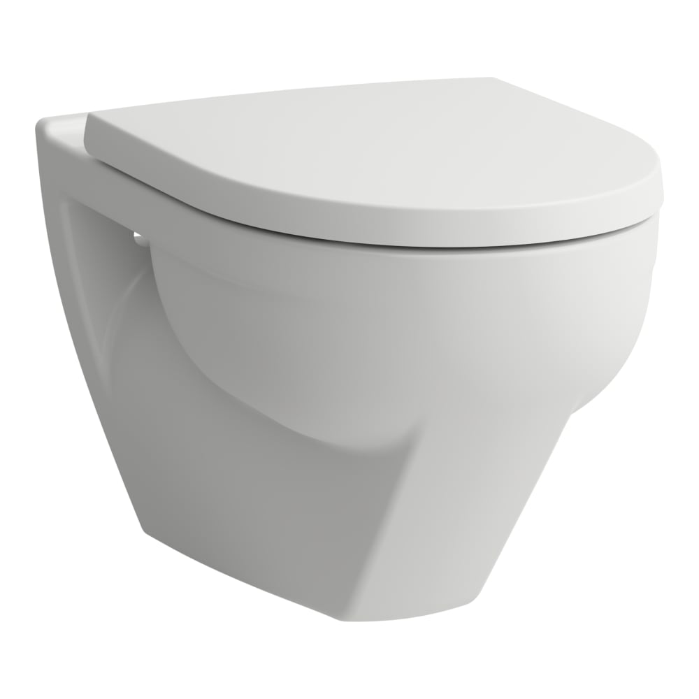 Cuvette murale MODERO SILENTO UP silencieux, classique rimless, céramique fixation visible pour chasse d'eau à encastrer, standard, blanc mat