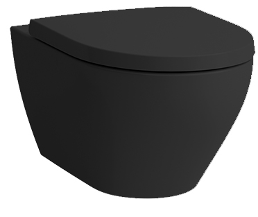 Cuvette murale MODERO SILENTO DESIGN UP silencieux, rimless céramique, fixation cachée pour chasse d'eau à encastrer avec protection sonore, standard, noir mat