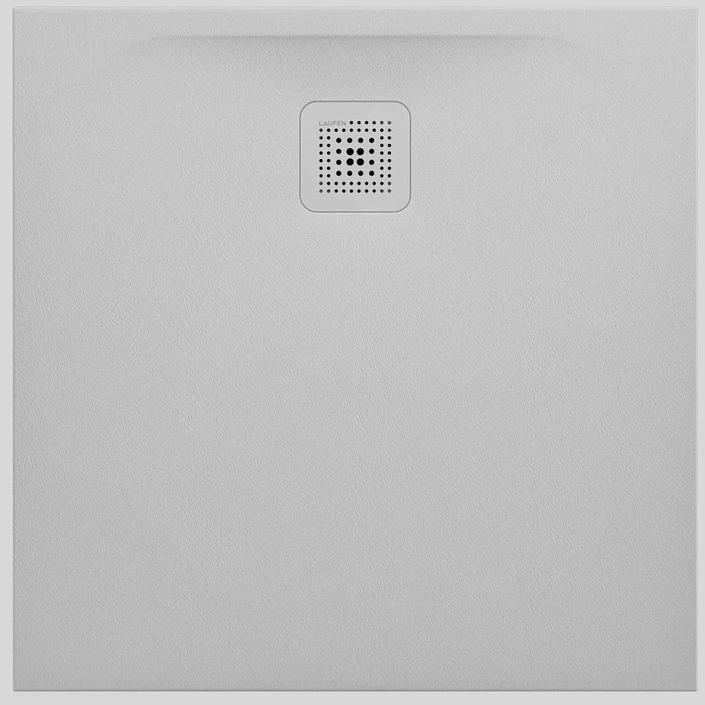 Receveur de douche PROFI 80 x 80 x 2,9 cm, Marbond trou d'écoulement D 90 mm avec couvercle d'écoulement amovible, standard, gris clair mat