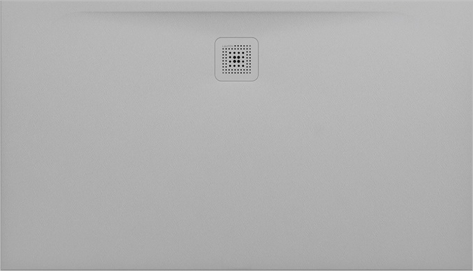 Receveur de douche PROFI 140 x 80 x 3 cm, Marbond trou d'écoulement D 90 mm avec couvercle d'écoulement amovible, standard, gris clair mat