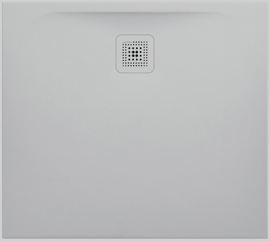 Receveur de douche PROFI 90 x 80 x 3,0 cm, Marbond trou d'écoulement D 90 mm avec couvercle d'écoulement amovible, standard, gris clair mat