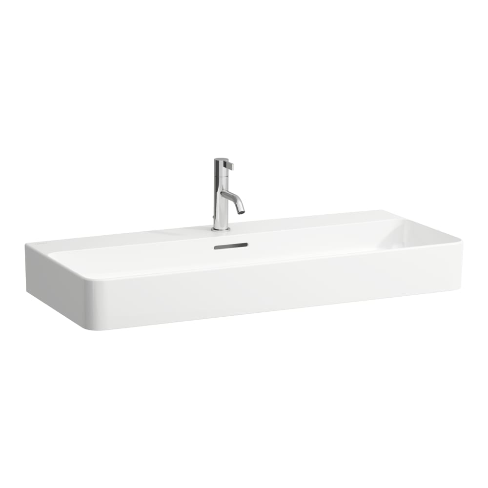 Lavabo VAL 95 x 42 cm, SaphirCéramique pour meuble suspendu avec trop-plein, 1 trou robin., standard, blanc