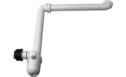 Siphon gain de place 1 1/4" x 32/46 avec connecteur de siphon (joint à emboîter) 46 mm, blanc