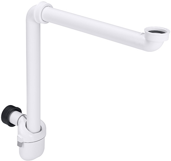 Siphon gain de place 1 1/4" x 32/46 avec connecteur de siphon (joint à emboîter) 46 mm, blanc