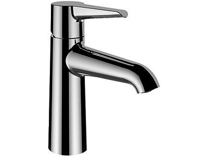 Mélangeur de lavabo PURE S 110 mm, goulot fixe Eco+, eau froide par position du levier au milieu sans vidage, chromé